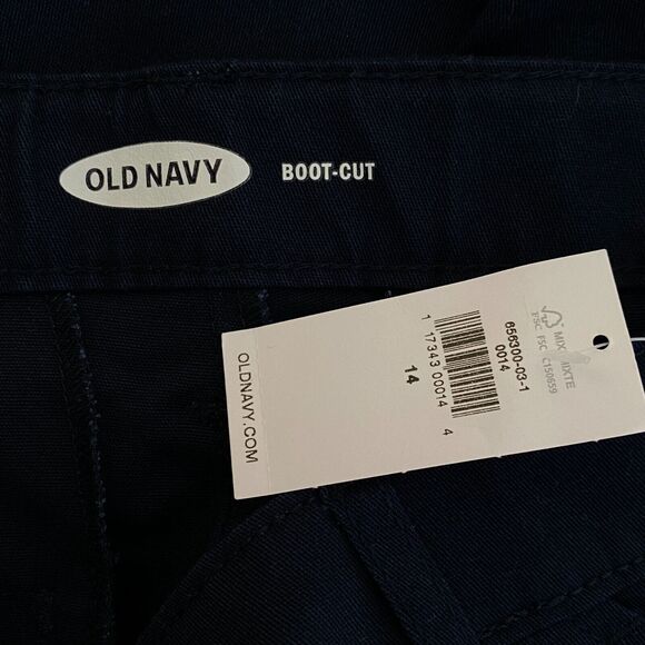 New Old Navy School Uniform Bootcut Pants Navy Blue Girls Size 14 - Picture 3 of 9